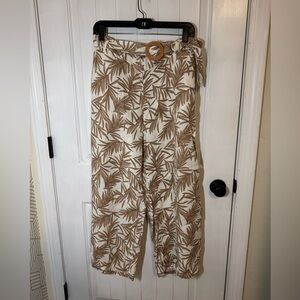 Nicole Miller 100% Linen belted flowy capris